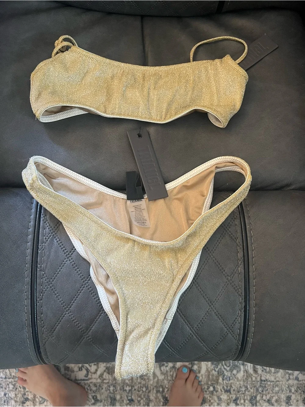 triangl swimwear Metallic Gold Bikini Set